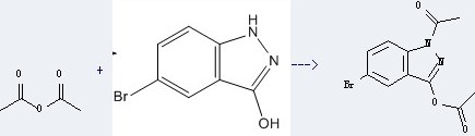 5-Bromo-3-hydroxy (1H)indazole can react with acetic acid anhydride to get acetic acid 1-acetyl-5-bromo-1H-indazol-3-yl ester.
